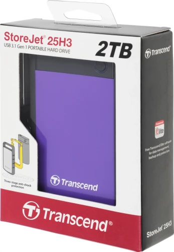 Жесткий диск Transcend USB3.0 2TB TS2TSJ25H3P StoreJet 25H3P (5400rpm) 2.5" фиолетовый