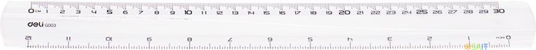 Линейка Deli Pioneer EG00312 пластик дл.30см прозрачный градуировка УФ чернила европодвес