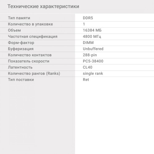 Память DDR5 16Gb 4800MHz Digma DGMAD54800016S RTL PC5-38400 CL40 DIMM 288-pin 1.1В single rank Ret