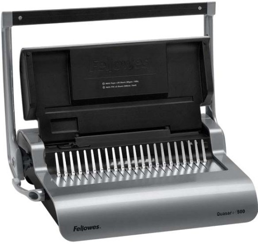 Переплетчик Fellowes QUASAR+ на пластиковую пружину, сшивает до 500 лст., перфорирует 25 лст. Fellowes QUASAR+