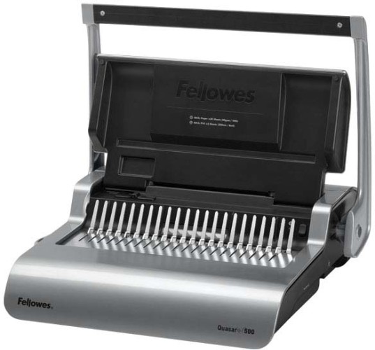 Переплетчик Fellowes QUASAR+ на пластиковую пружину, сшивает до 500 лст., перфорирует 25 лст. Fellowes QUASAR+