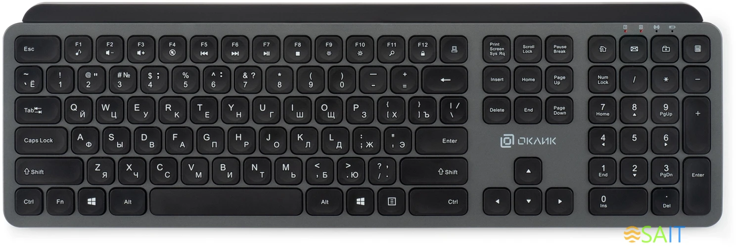 Клавиатура Оклик K859W серый/черный USB беспроводная slim Multimedia (2002136)