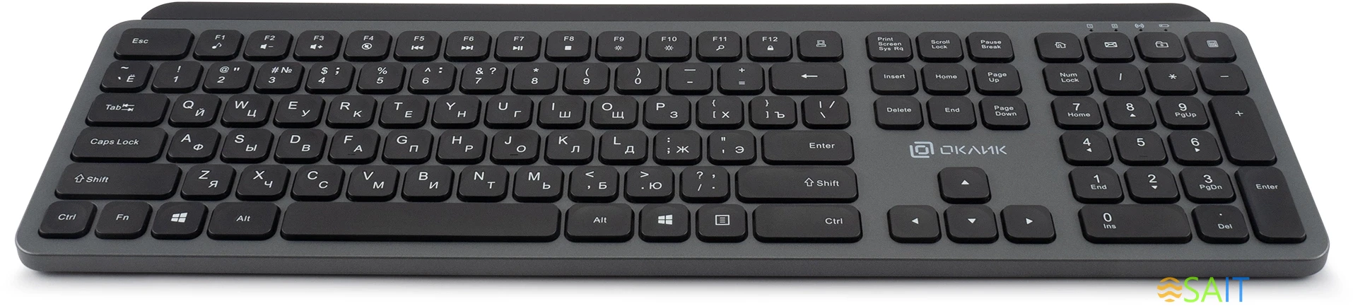 Клавиатура Оклик K859W серый/черный USB беспроводная slim Multimedia (2002136)