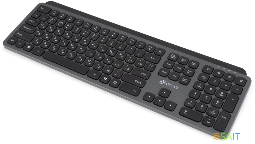 Клавиатура Оклик K859W серый/черный USB беспроводная slim Multimedia (2002136)
