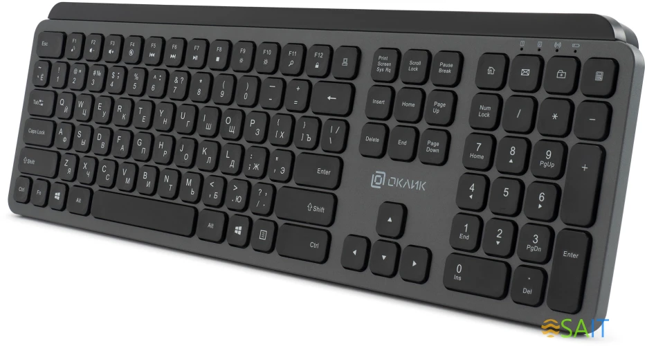 Клавиатура Оклик K859W серый/черный USB беспроводная slim Multimedia (2002136)