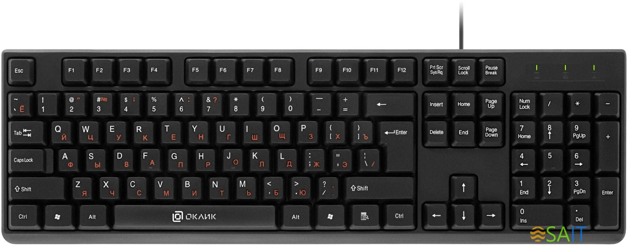 Клавиатура Оклик 100M HW3 черный USB (654570)