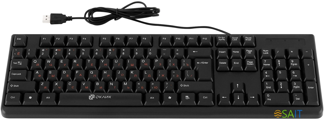 Клавиатура Оклик 100M HW3 черный USB (654570)