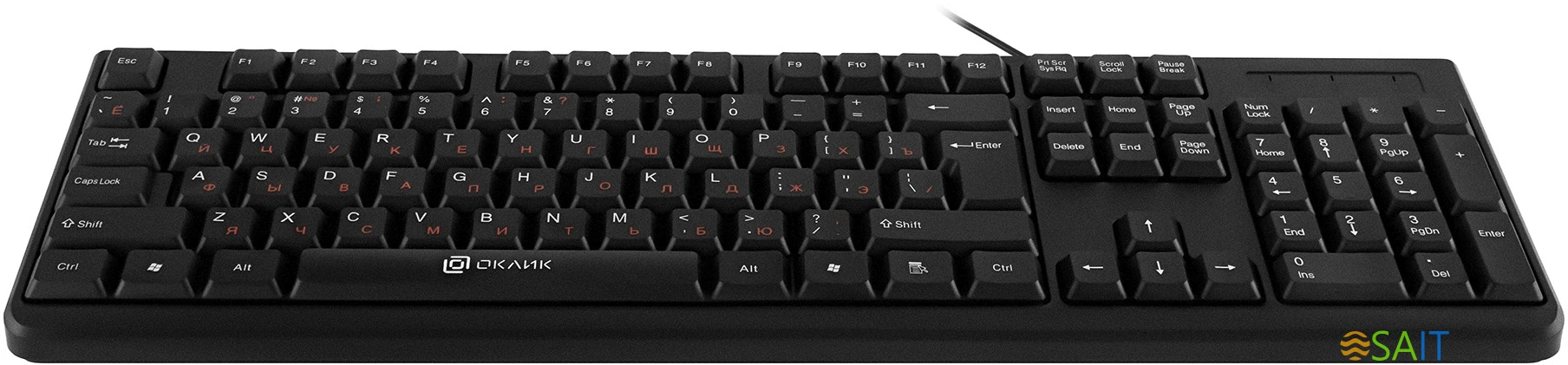 Клавиатура Оклик 100M HW3 черный USB (654570)