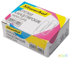 Скрепки Silwerhof 491029 металл оцинкованные 28мм (упак.:100шт) картонная коробка