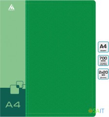 Папка на 2-х кольцах Бюрократ -0827/2RGRN A4 пластик 0.7мм кор.27мм внутр. с вставкой зеленый
