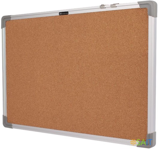 Доска пробковая Deli E39053 пробка коричневый 60x90см алюминиевая рама