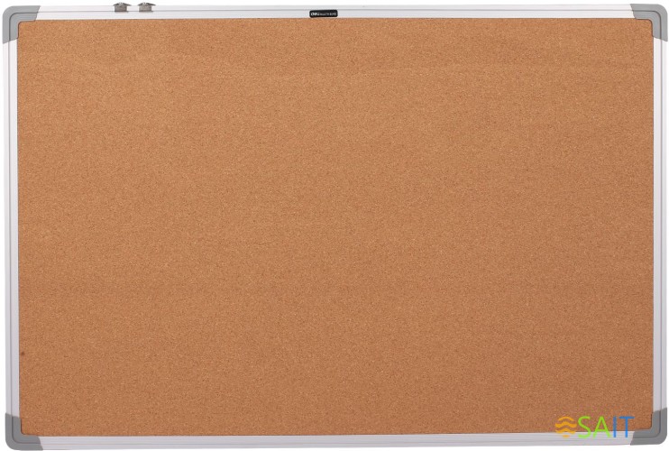 Доска пробковая Deli E39053 пробка коричневый 60x90см алюминиевая рама
