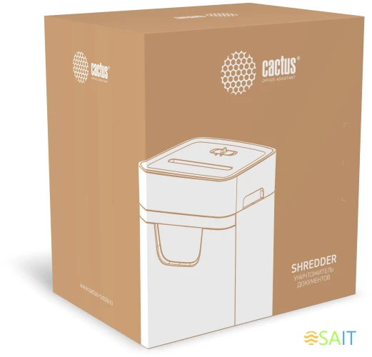 Шредер Cactus CS-SH-E5 (секр.P-4) фрагменты 12лист. 20лтр. скрепки скобы пл.карты