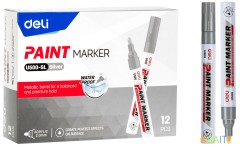 Маркер краска Deli EU500-SL 2мм пулевидный пиш. наконечник серебристый