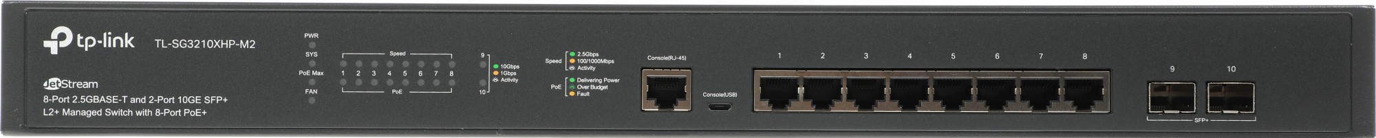 Коммутатор TP-Link SG3210XHP-M2 (L2+) 8x2.5Гбит/с 2SFP+ 8PoE+ 240W управляемый