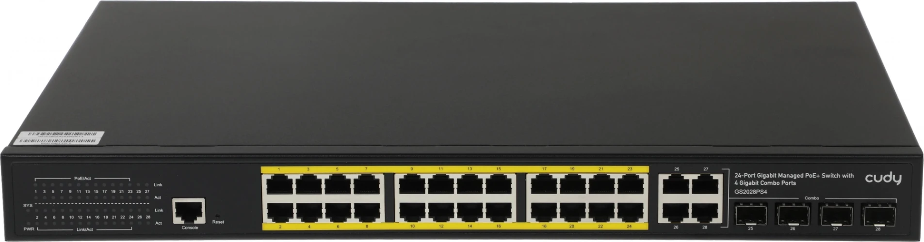 Коммутатор Cudy GS2028PS4-400W (L2) 28x1Гбит/с 4xКомбо(1000BASE-T/SFP) 24PoE 400W управляемый