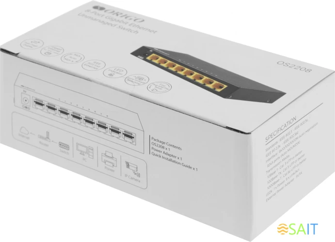 Коммутатор Origo OS2208 OS2208/A1A 8x1Гбит/с неуправляемый