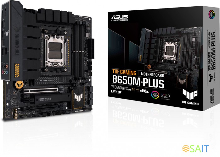 Материнская плата Asus TUF GAMING B650M-PLUS SocketAM5 AMD B650 4xDDR5 mATX AC`97 8ch(7.1) 2.5Gg RAID+HDMI+DP