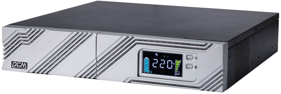 ИБП SRT-2000A, линейно-интерактивный, 2000ВА, 1800Вт, LCD, Rack/Tower, 8 розеток IEC320 C13 и 1 розетка C19 с резервным питанием, USB, RS-232, слот под SNMP карту, EPO, защита RJ45, ШхГхВ 428х563х84мм., вес 27.5кг. PowerCom Smart King RT SRT-2000A LCD