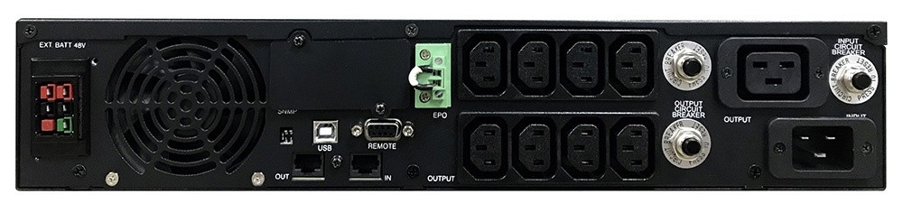 ИБП SRT-2000A, линейно-интерактивный, 2000ВА, 1800Вт, LCD, Rack/Tower, 8 розеток IEC320 C13 и 1 розетка C19 с резервным питанием, USB, RS-232, слот под SNMP карту, EPO, защита RJ45, ШхГхВ 428х563х84мм., вес 27.5кг. PowerCom Smart King RT SRT-2000A LCD