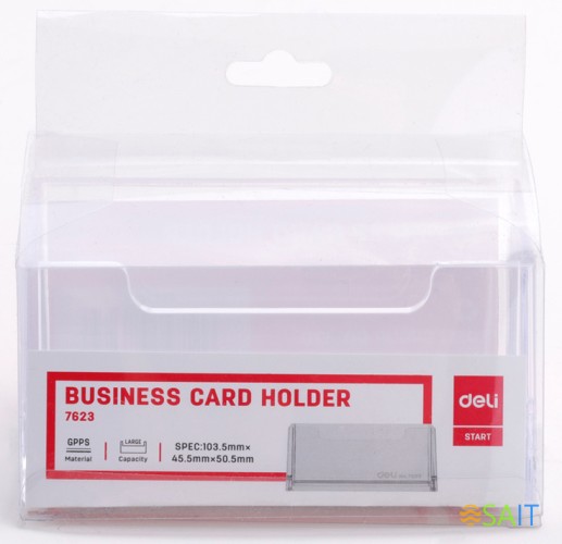 Подставка Deli E7623 для визиток 100х38х82мм прозрачный