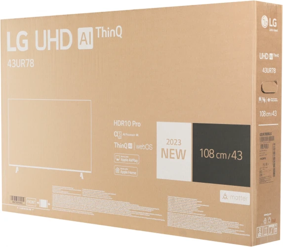 Телевизор LED LG 43" 43UR78006LK.ARUG черный 4K Ultra HD 50Hz DVB-T DVB-T2 DVB-C DVB-S DVB-S2 USB WiFi Smart TV