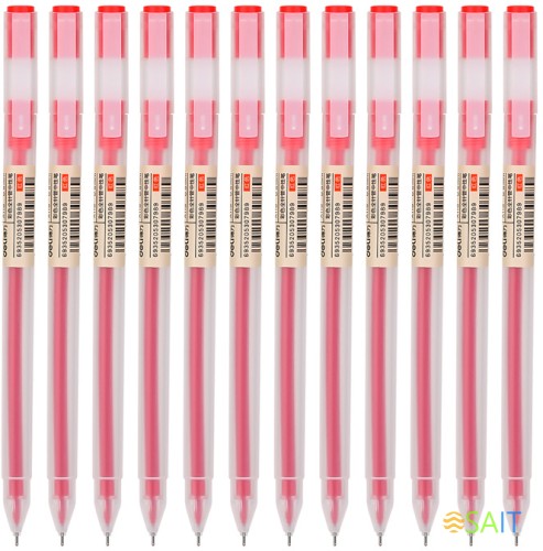 Ручка гелев. Deli A119-RD прозрачный красн. черн. линия 0.5мм