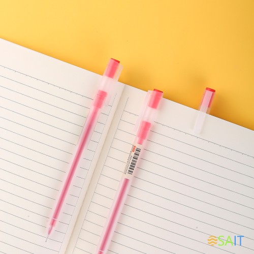 Ручка гелев. Deli A119-RD прозрачный красн. черн. линия 0.5мм