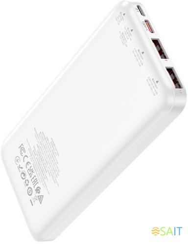 Мобильный аккумулятор Hoco J101 Astute 10000mAh QC3.0/PD3.0 22.5W 5A 2xUSB-A/USB-C белый (J101 ASTUTE WHITE)