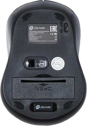 Мышь Оклик 415MW черный оптическая 1600dpi беспров. USB для ноутбука 4but (351684)