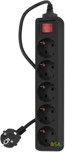 Сетевой фильтр PC Pet AP01006-1.8-B 1.8м (5 розеток) черный (пакет ПЭ)