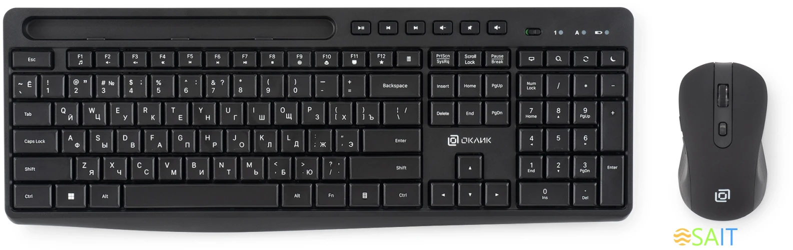 Клавиатура + мышь Оклик S275W клав:черный мышь:черный USB беспроводная slim Multimedia (1993113)