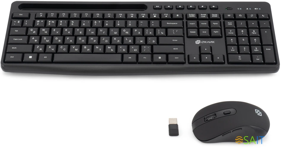 Клавиатура + мышь Оклик S275W клав:черный мышь:черный USB беспроводная slim Multimedia (1993113)