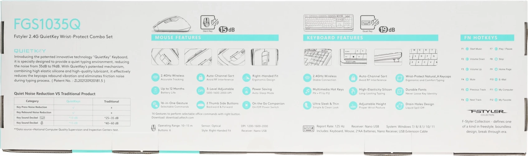 Клавиатура + мышь A4Tech Fstyler FGS1035Q клав:черный/серый мышь:черный/серый USB беспроводная Multimedia (FGS1035Q GREY)