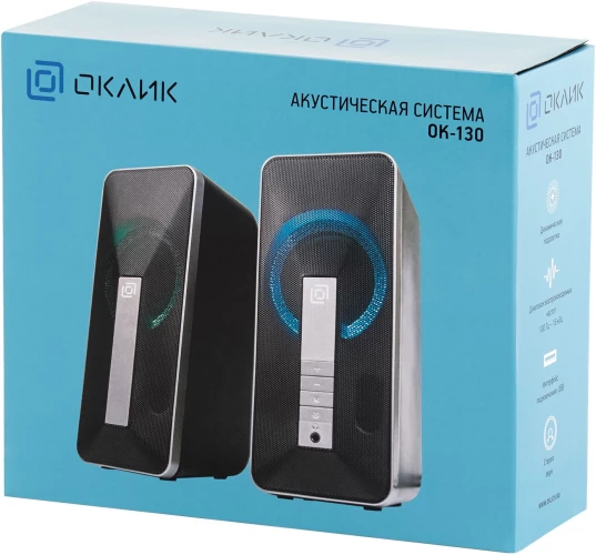 Колонки Оклик OK-130 2.0 черный 10Вт BT портативные