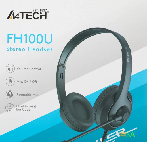 Наушники с микрофоном A4Tech Fstyler FH100U черный 2м накладные USB оголовье (FH100U (STONE BLACK))