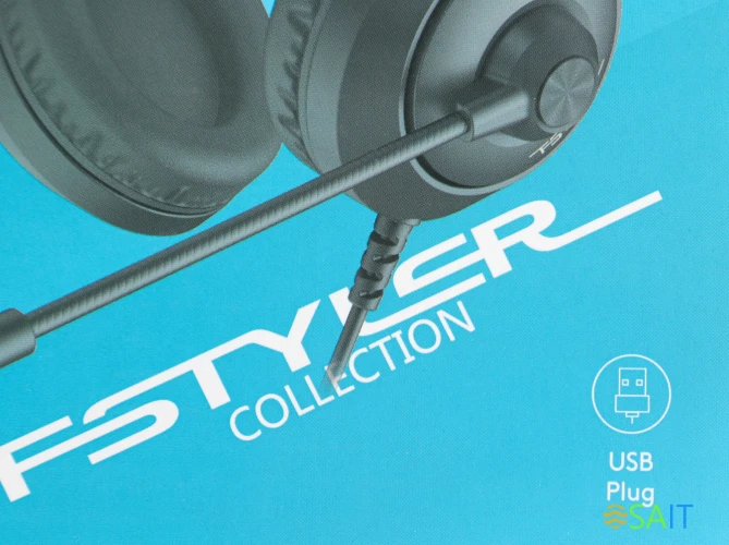 Наушники с микрофоном A4Tech Fstyler FH100U черный 2м накладные USB оголовье (FH100U (STONE BLACK))