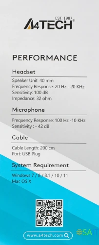 Наушники с микрофоном A4Tech Fstyler FH100U черный 2м накладные USB оголовье (FH100U (STONE BLACK))