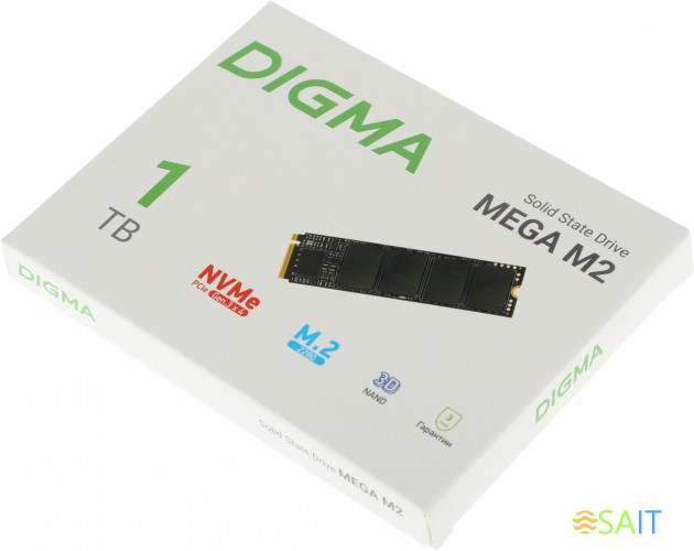 Накопитель SSD Digma PCIe 3.0 x4 1TB DGSM3001TM23T Mega M2 M.2 2280 0.6 DWPD