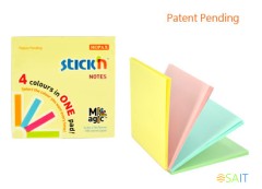 Блок самоклеящийся бумажный Stick`n Magic 21574 76x76мм 100лист. 70г/м2 пастель 4цв.в упак.