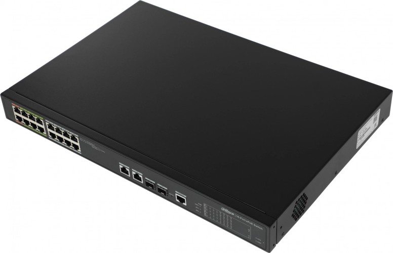 Коммутатор Dahua DH-LR2218-16ET-240 (L2) 16x100Мбит/с 2x1Гбит/с 2xКомбо(1000BASE-T/SFP) 2SFP 14PoE+ 2PoE++ 240W управляемый