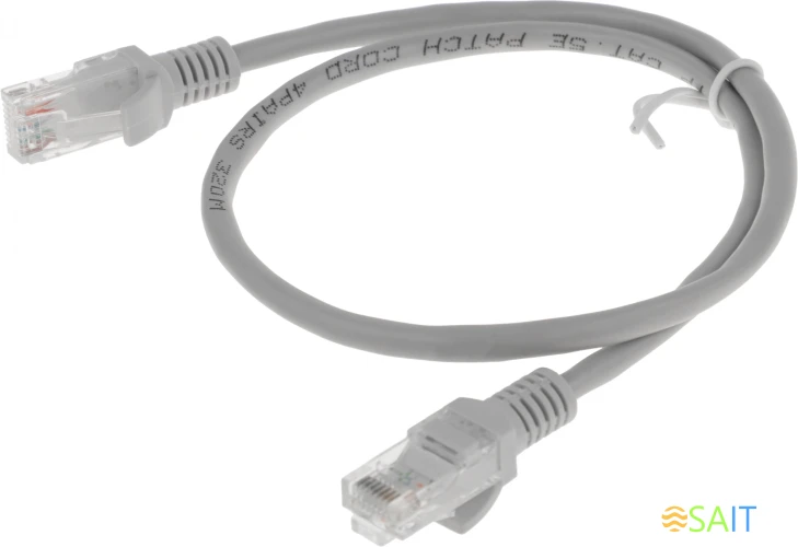 Патч-корд Premier PP12-0.5M 1000Гбит/с UTP 4 пары cat.5E CCA molded 0.5м серый RJ-45 (m)-RJ-45 (m)