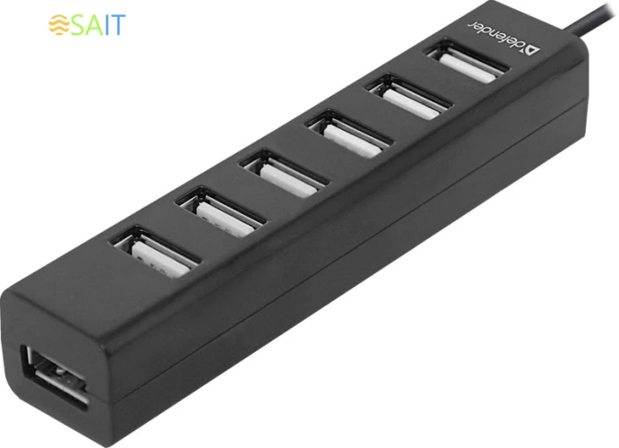 Разветвитель USB 2.0 Defender Quadro Swift 7порт. черный (83203)