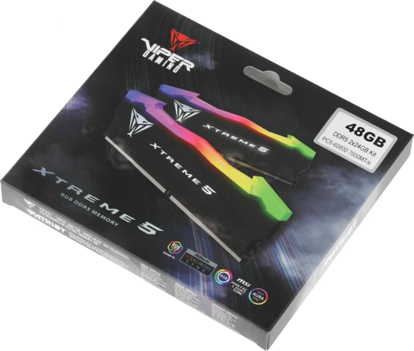 Память DDR5 2x24GB 7600MHz Patriot PVXR548G76C36K Viper Xtreme 5 RGB RTL Gaming PC5-60800 CL36 DIMM 288-pin 1.45В с радиатором Ret