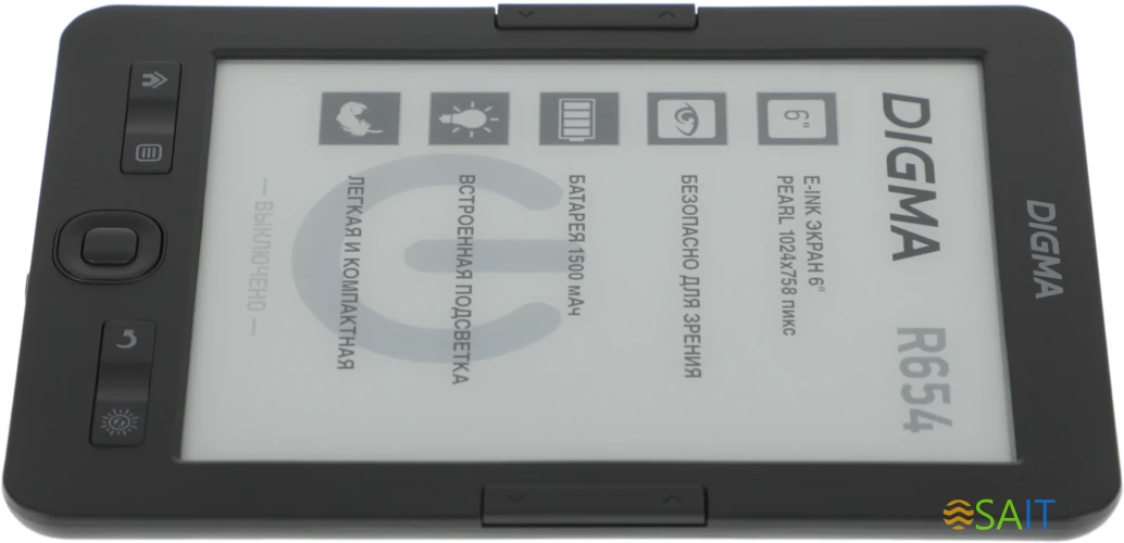 Электронная книга Digma R654 6" E-ink HD Pearl 1024x758 600MHz/4Gb/microSDHC/подсветка дисплея графит