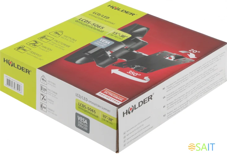 Кронштейн для телевизора Holder LCDS-5065 черный 19"-32" макс.30кг настенный поворот и наклон