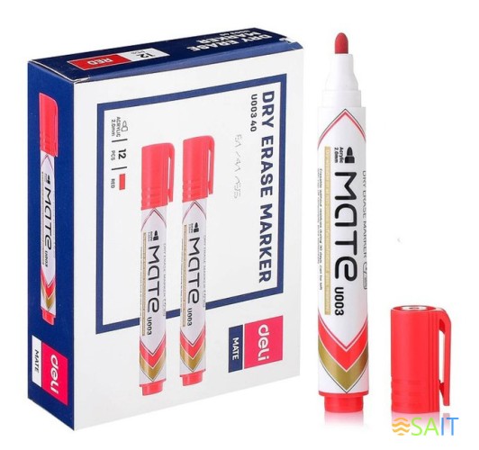 Маркер для досок Deli EU00340 Mate круглый пиш. наконечник 2мм красный