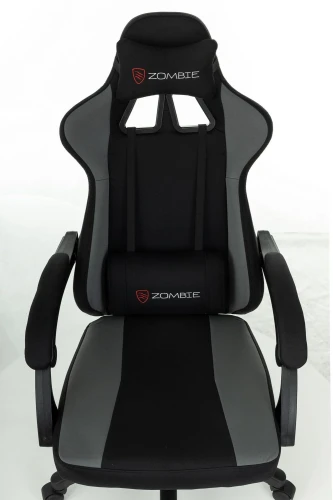 Кресло игровое Zombie Rudger черный/серый с подголов. крестов. пластик