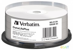 Диск BD-R Verbatim 50Gb 6x Cake Box (25шт) Double Layer Printable (43750)