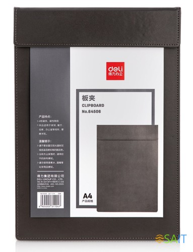 Папка-планшет Deli 64506GREY A4 кожа искуственная серый с магн.крышкой